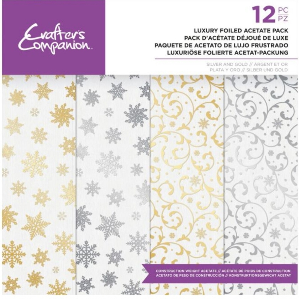 Crafter's Companion 12X12 Luxury Foiled Acetate Pack, Gold & Silver